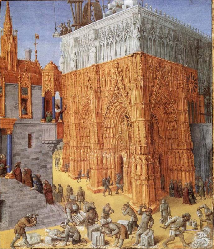 Jean Fouquet The building of the temple to jerusalem, from Flavius Josephus De antiquity skills and wars of the Jews